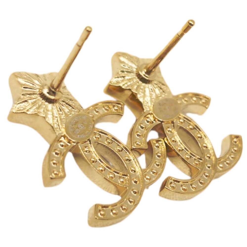 Chanel Cc Logo Star Earrings Gold-Tone #246678C11B - Picture 5 of 7